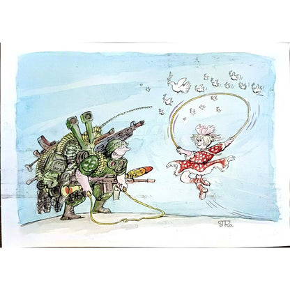 Pyotr Kulinich 29x21cm Orijinal Karikatür BOD03637