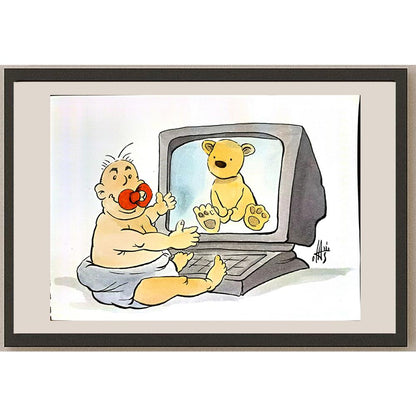 Nikola Otas 29x21cm Orijinal Karikatür BOD03652