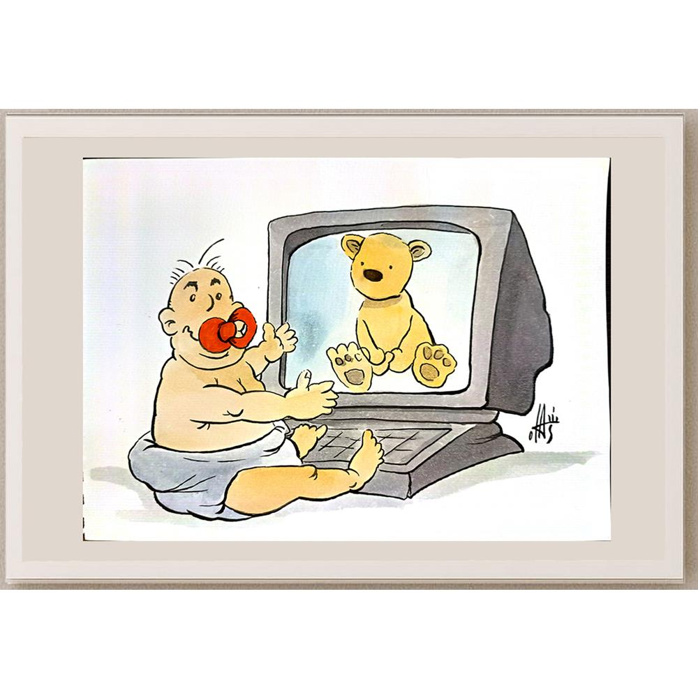 Nikola Otas 29x21cm Orijinal Karikatür BOD03652