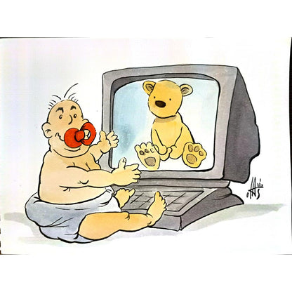Nikola Otas 29x21cm Orijinal Karikatür BOD03652