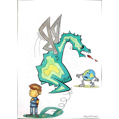 Merhdad Samady Zakareia 29x21cm Orijinal Karikatür BOD03656