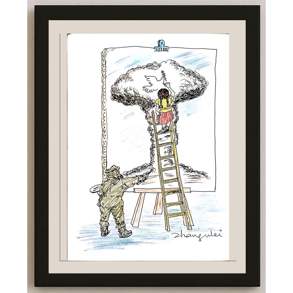 Zhang Wei 29x21cm Orijinal Karikatür BOD03675