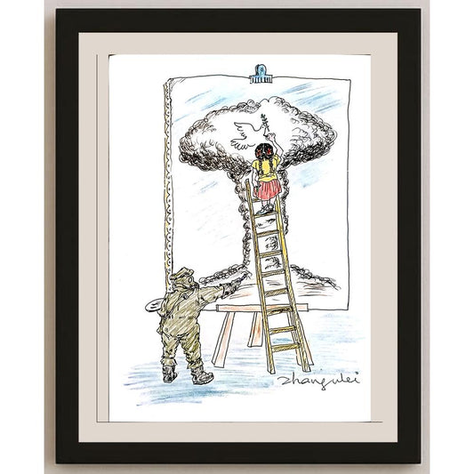 Zhang Wei 29x21cm Orijinal Karikatür BOD03675