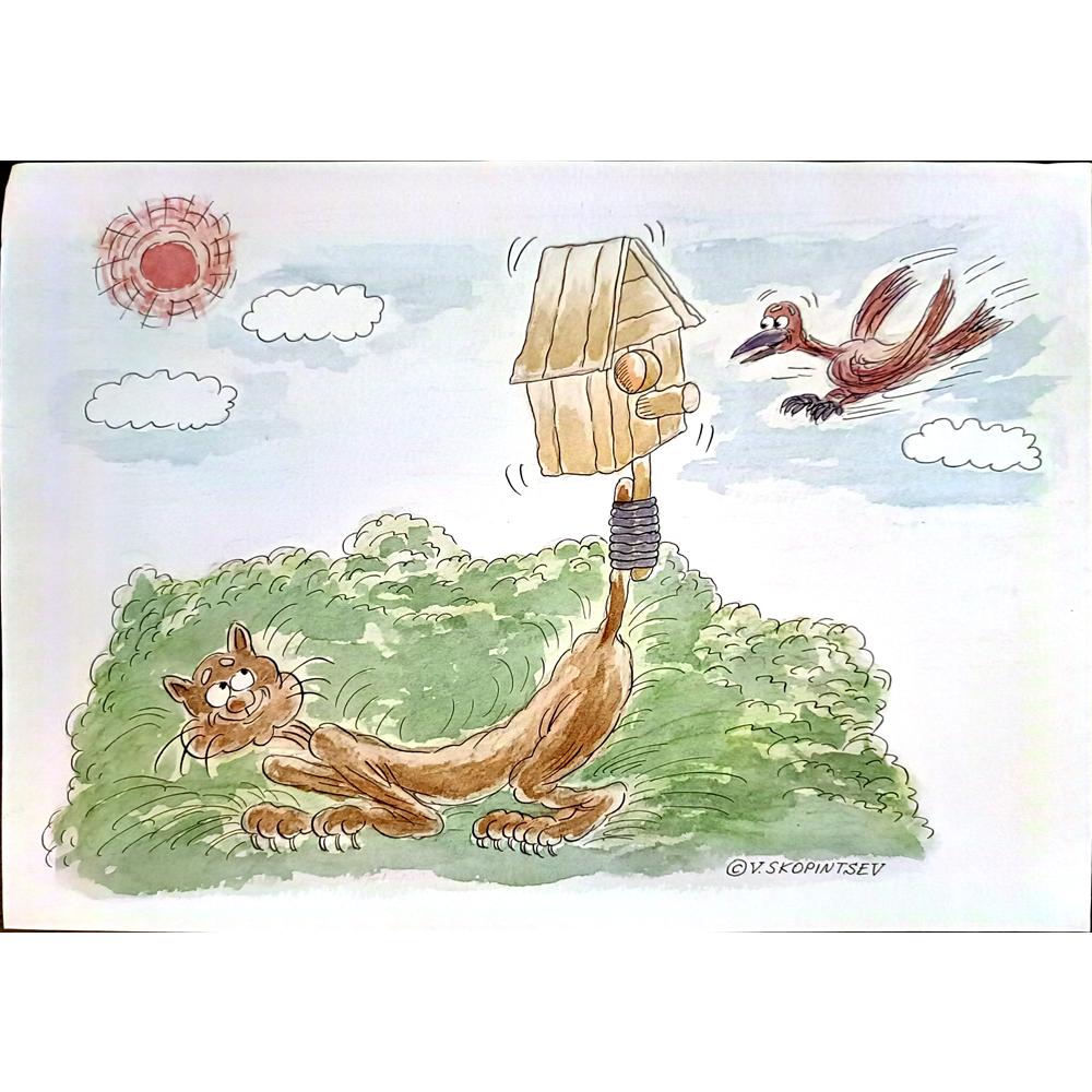 Viktor Skopintsev 29x21cm Orijinal Karikatür BOD03688