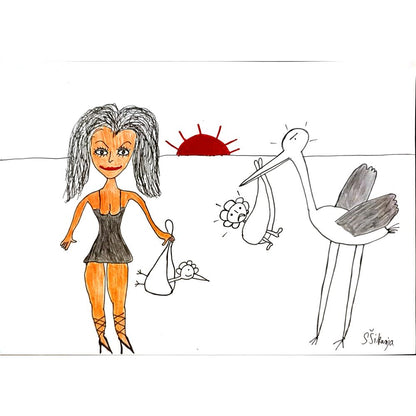 Severin Sikanja 29x21cm Orijinal Karikatür BOD03693