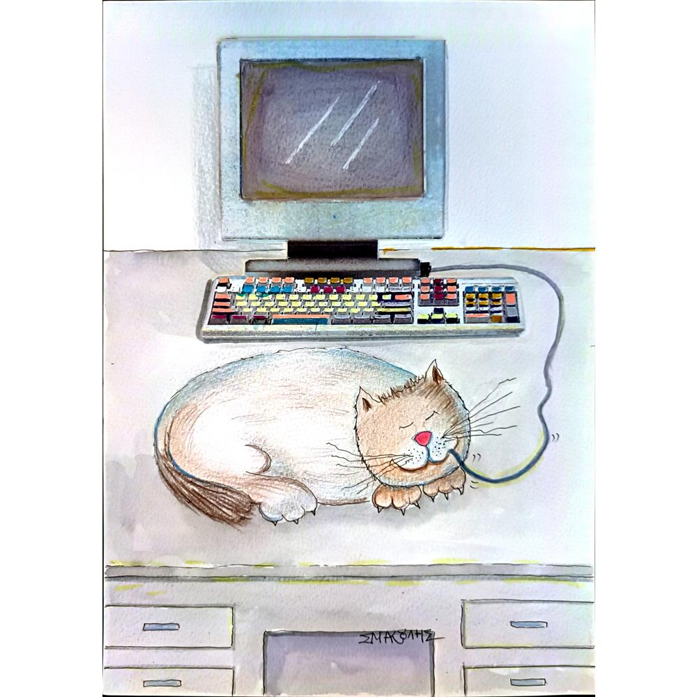 Bacoulis Serafim 29x21cm Orijinal Karikatür BOD03727