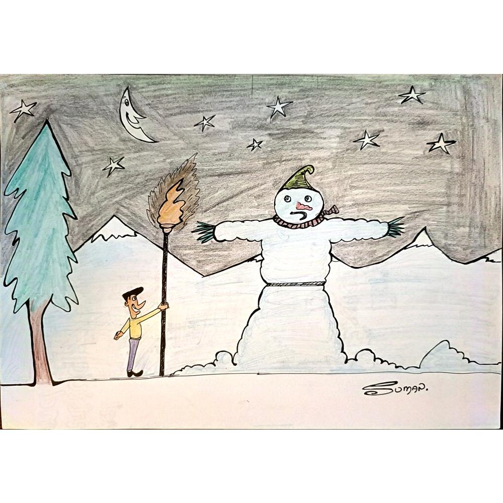 Thipparapu Suman Kumar 29x21cm Orijinal Karikatür BOD03747