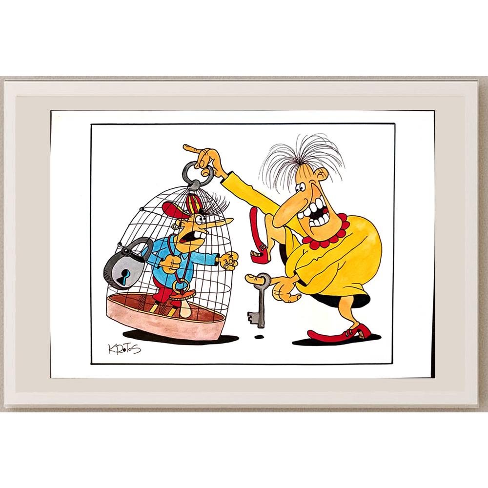 Tadeusz Krotos 29x21cm Orijinal Karikatür BOD03753