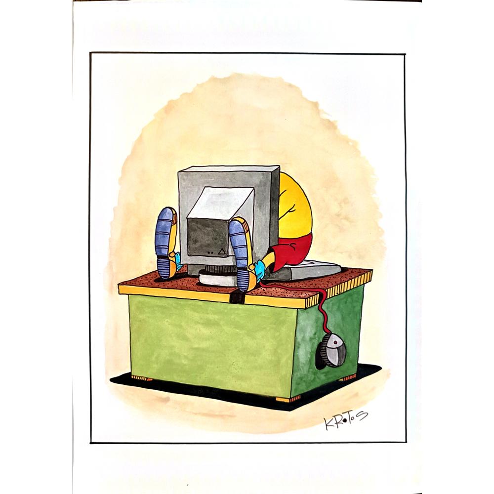 Tadeusz Krotos 29x21cm Orijinal Karikatür BOD03755