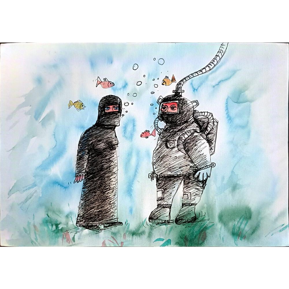 Nikolay Fitkov 29x21cm Orijinal Karikatür BOD03759