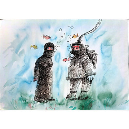 Nikolay Fitkov 29x21cm Orijinal Karikatür BOD03759