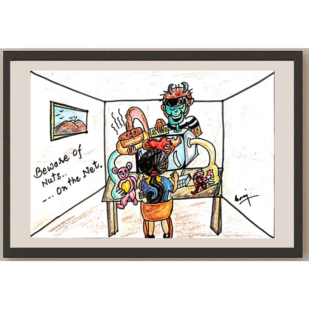 Dhanraj Chauhan 29x21cm Orijinal Karikatür BOD03785