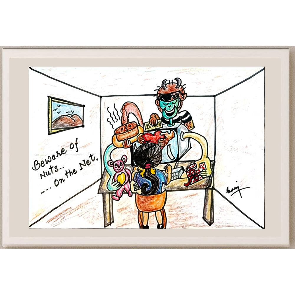 Dhanraj Chauhan 29x21cm Orijinal Karikatür BOD03785
