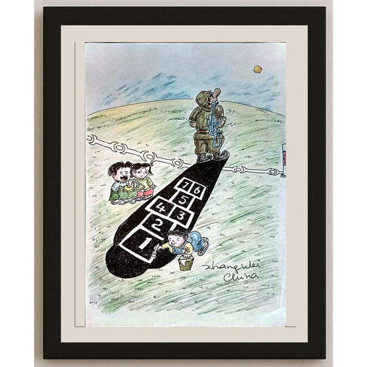 Zhang Wei 29x21cm Orijinal Karikatür BOD03864