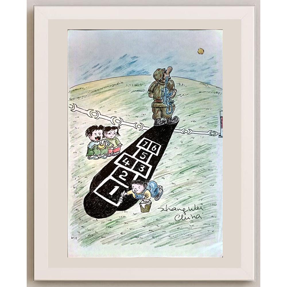 Zhang Wei 29x21cm Orijinal Karikatür BOD03864