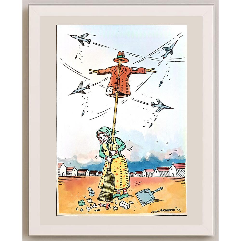 Porumbita Mihaita 29x21cm Orijinal Karikatür BOD03869