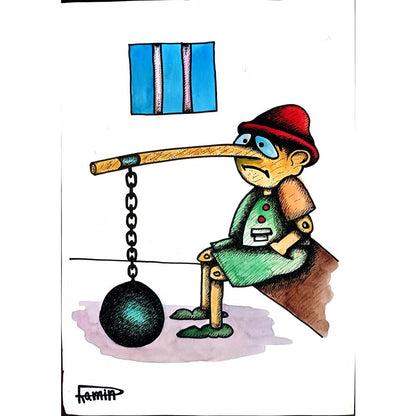 Ramin Rezaie 29x21 Orijinal Karikatür BOD03945