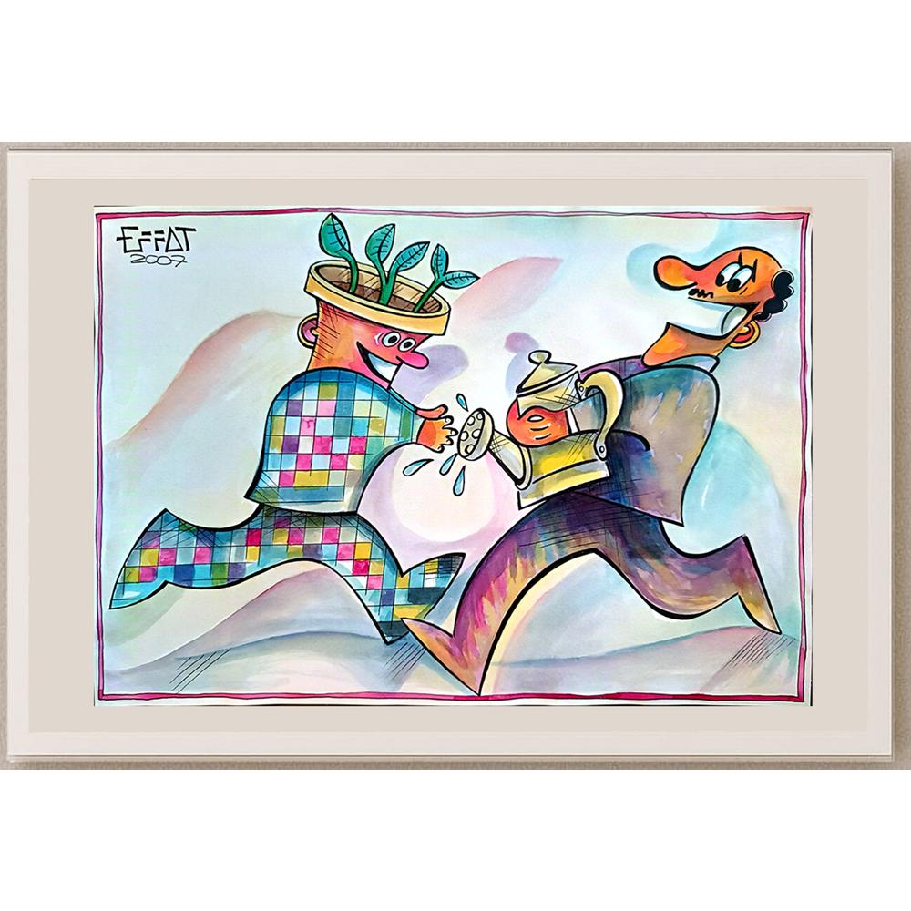Mohammed Effat 29x21cm Orijinal Karikatür BOD03964