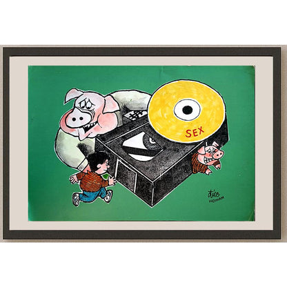 Nguyen Huu Due 29x21cm Orijinal Karikatür BOD03981