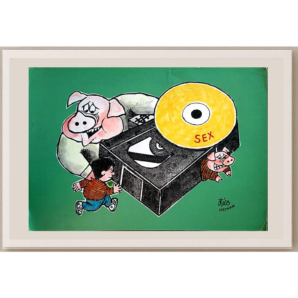 Nguyen Huu Due 29x21cm Orijinal Karikatür BOD03981