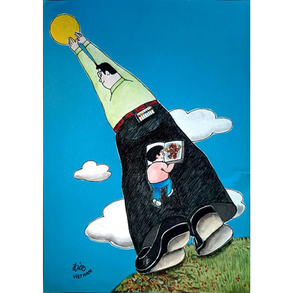 Nguyen Huu Due 29x21cm Orijinal Karikatür BOD03982