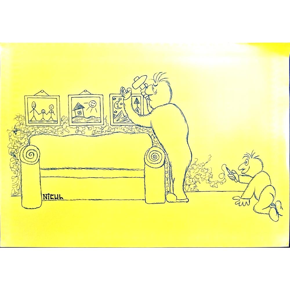Lupu Nicolae 29x21cm Orijinal Karikatür BOD03997