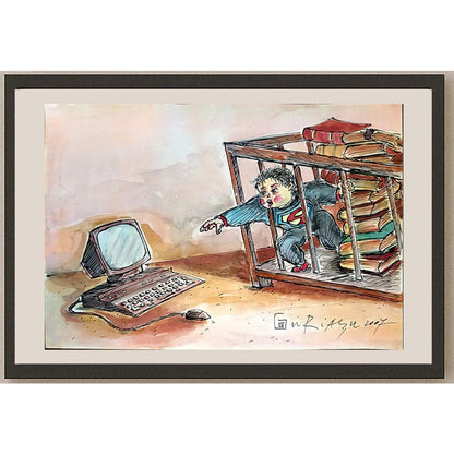 Gheorghita Ghinea Uriasu 29x21cm Orijinal Karikatür BOD04019