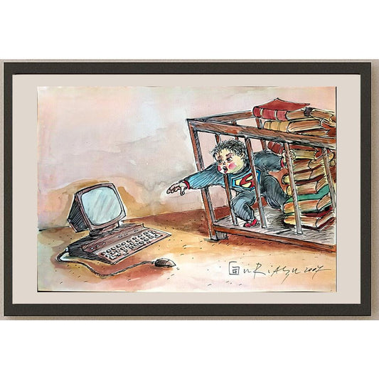 Gheorghita Ghinea Uriasu 29x21cm Orijinal Karikatür BOD04019
