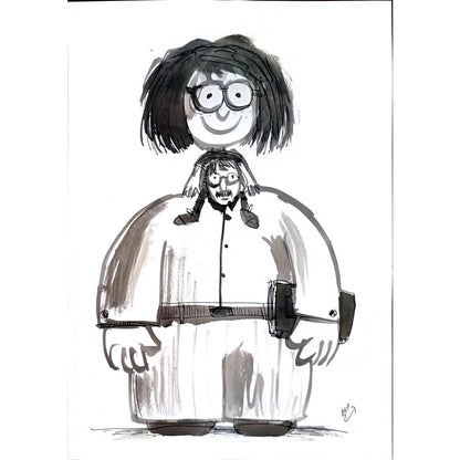 Ali Mardomi 29x21cm Orijinal Karikatür BOD04028