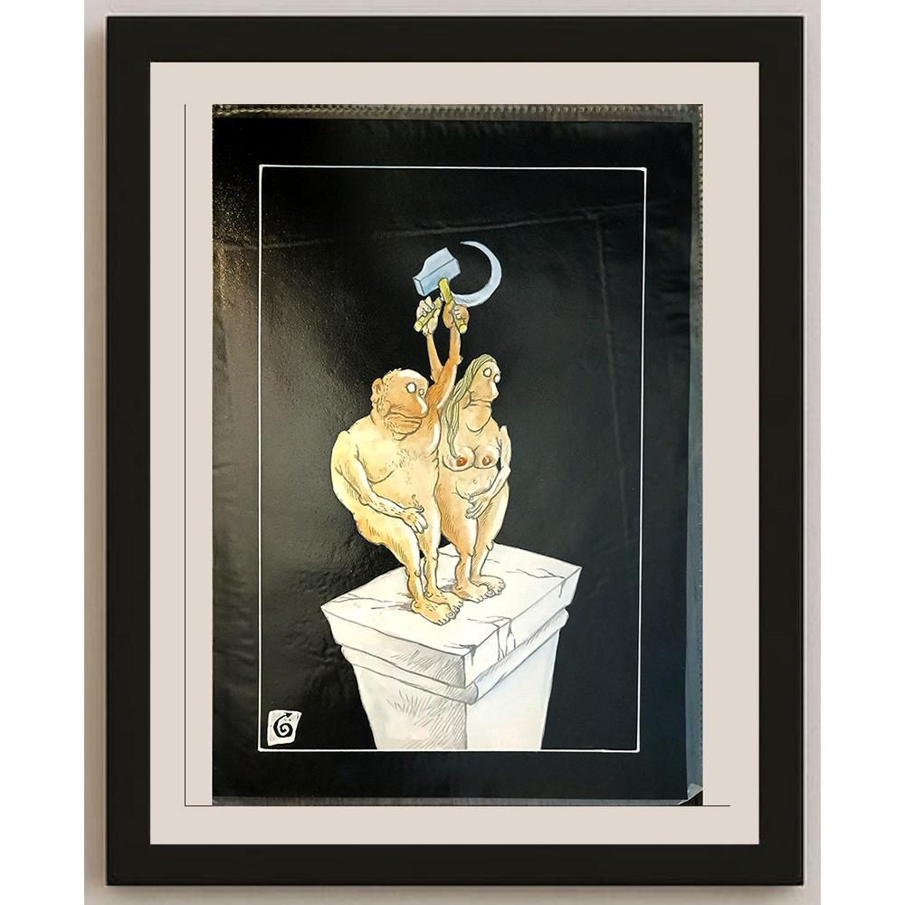 Unknown 29x21cm Orijinal Karikatür BOD04083