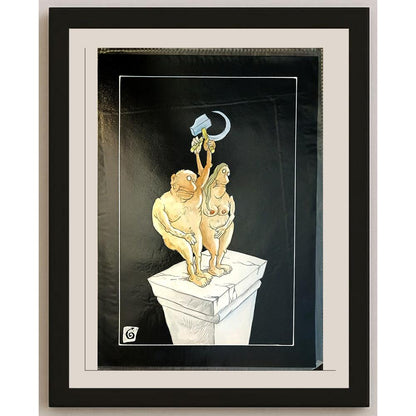 Unknown 29x21cm Orijinal Karikatür BOD04083