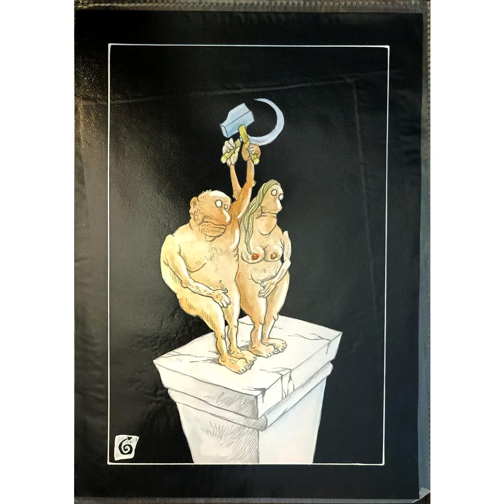 Unknown 29x21cm Orijinal Karikatür BOD04083
