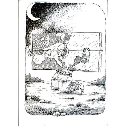 Aurel Stefan Alexandrescu 29x21cm Orijinal Karikatür BOD04106