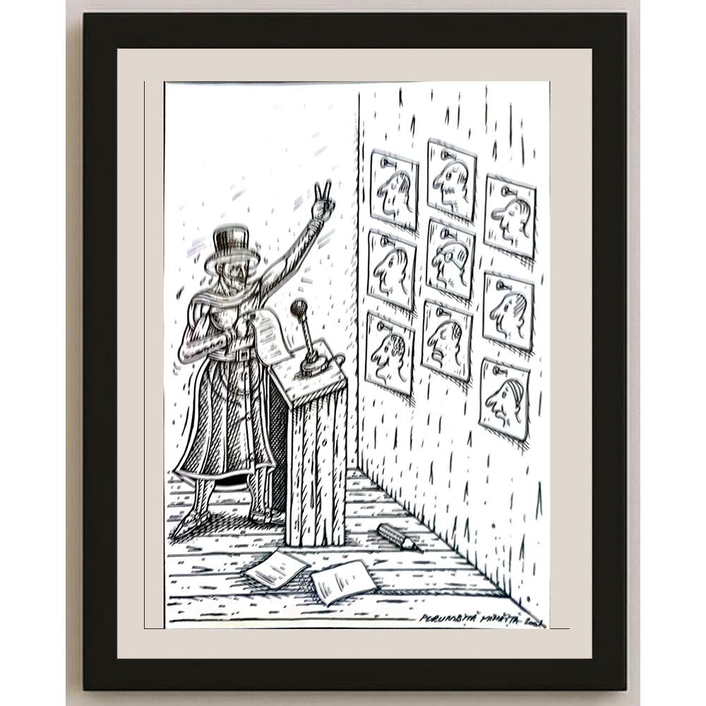 Porumbita Mihaita 29x21cm Orijinal Karikatür BOD04127