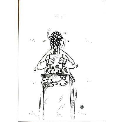 Vladimir Kuba 17x12cm Orijinal Karikatür BOD04152