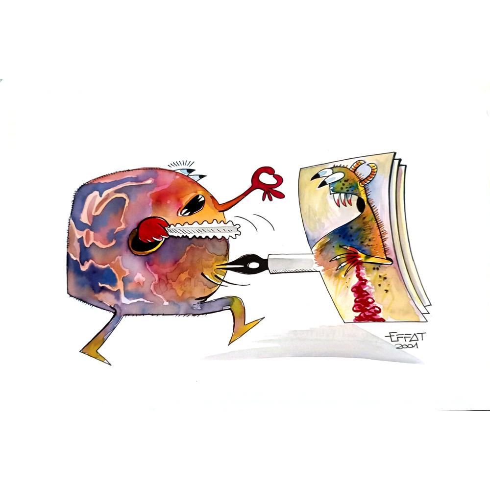 Mohammed Effat 33x23cm Orijinal Karikatür BOD04190