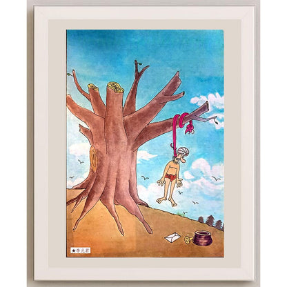 Li Guangjun 27x19cm Orijinal Karikatür BOD04192