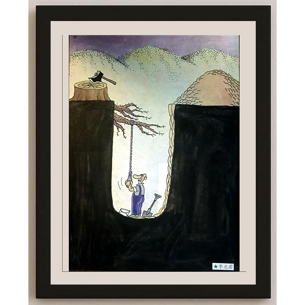 Li Guangjun 27x19cm Orijinal Karikatür BOD04201