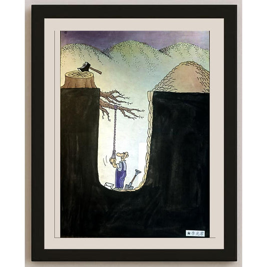 Li Guangjun 27x19cm Orijinal Karikatür BOD04201