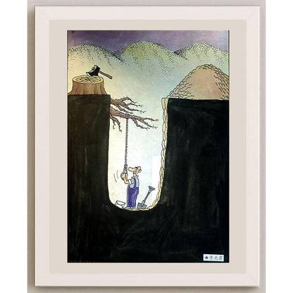 Li Guangjun 27x19cm Orijinal Karikatür BOD04201
