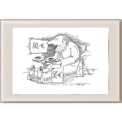 Wolfgang Schlegel 29x21cm Orijinal Karikatür BOD04267