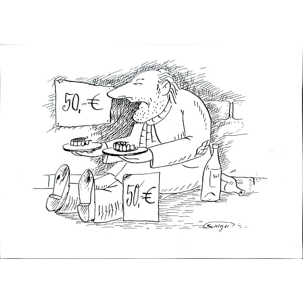 Wolfgang Schlegel 29x21cm Orijinal Karikatür BOD04267