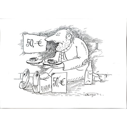 Wolfgang Schlegel 29x21cm Orijinal Karikatür BOD04267