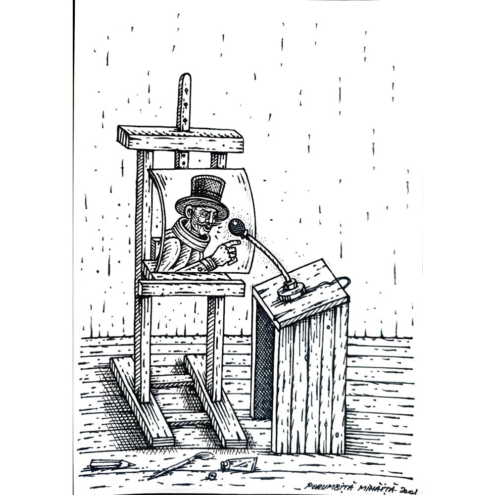 Porumbita Mihaita 29x21cm Orijinal Karikatür BOD04282