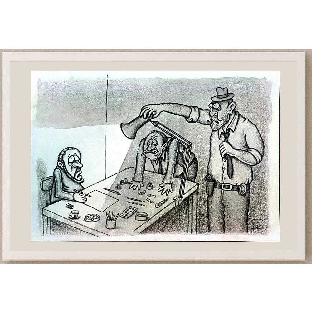 Vladan Nikolic 23x16cm Orijinal Karikatür BOD04289