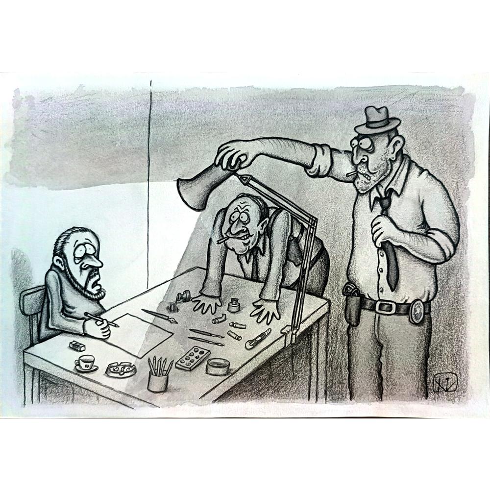 Vladan Nikolic 23x16cm Orijinal Karikatür BOD04289