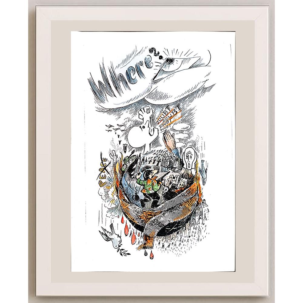 Wolfgang Schlegel 29x21cm Orijinal Karikatür BOD04340