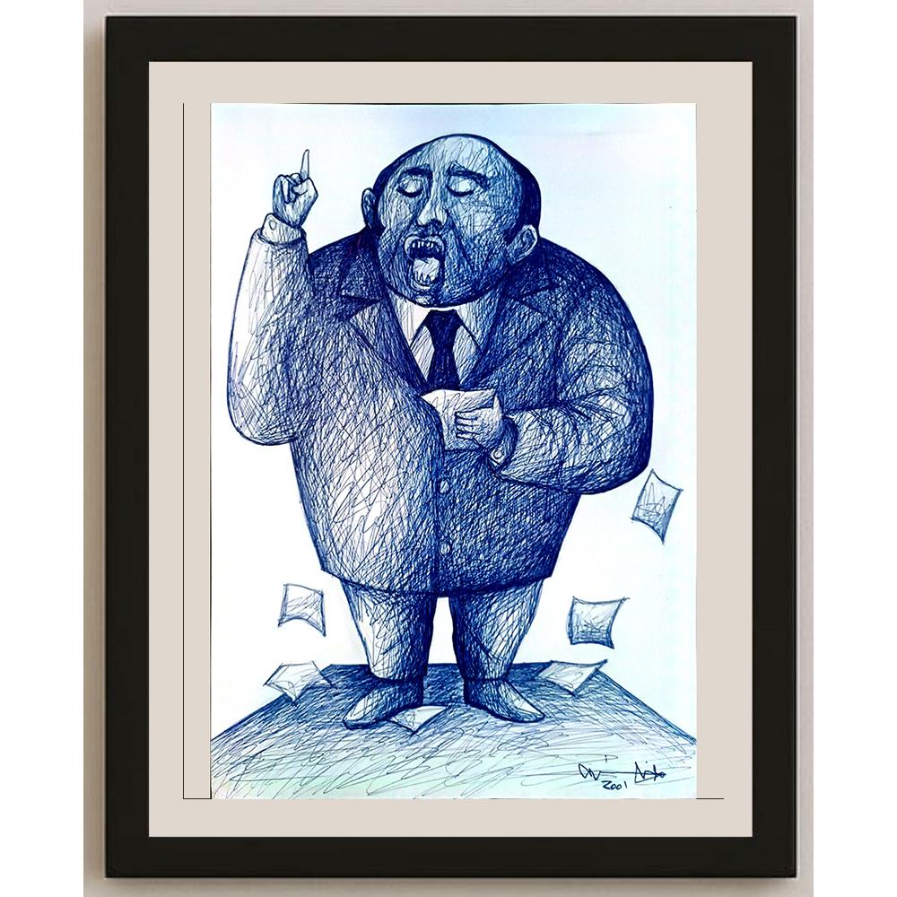 Candido Isidfo Cuenca Fuentes 43x30cm Orijinal Karikatür BOD04346