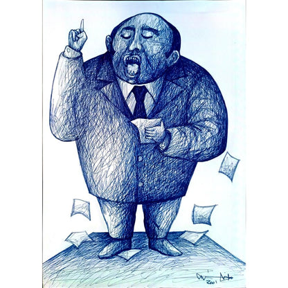 Candido Isidfo Cuenca Fuentes 43x30cm Orijinal Karikatür BOD04346
