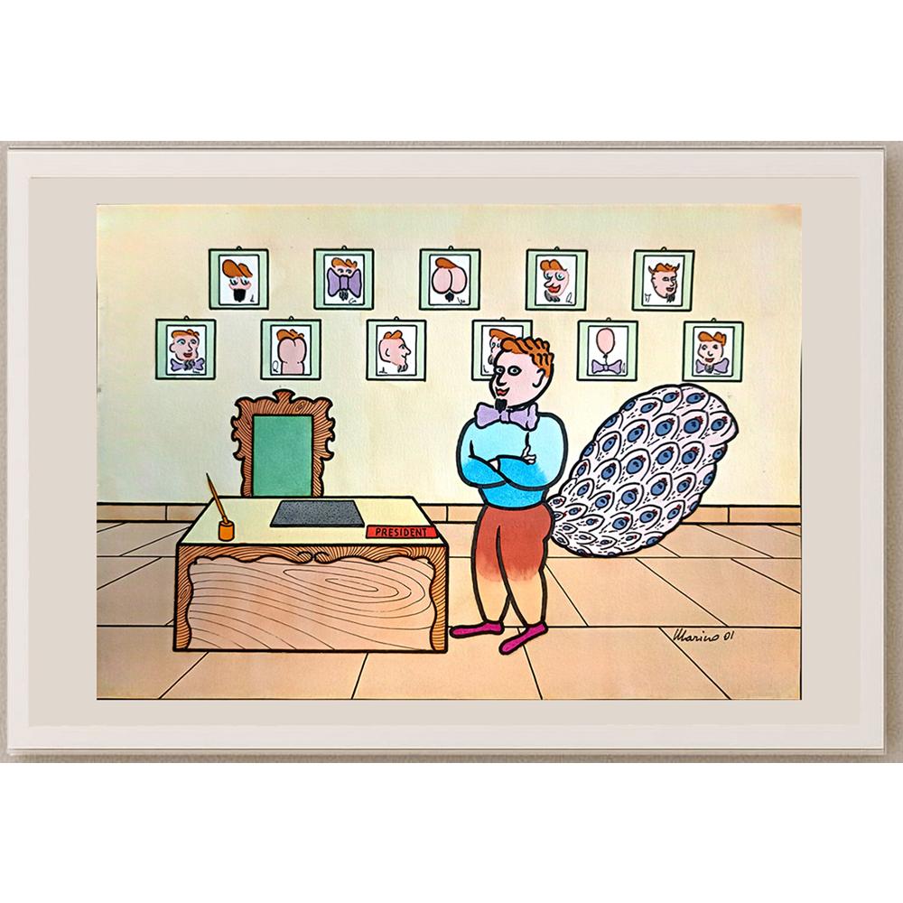 Marino Tarizzo 29x21cm Orijinal Karikatür BOD04348